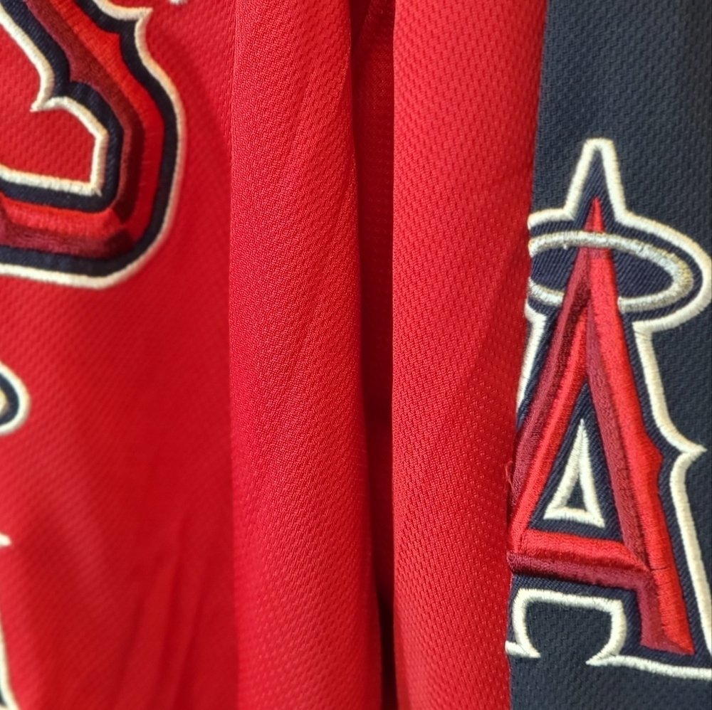 Stitches Angels red jersey short sleeve v-neck shirt. Size 2XL. Embroidered. - Picture 5 of 9
